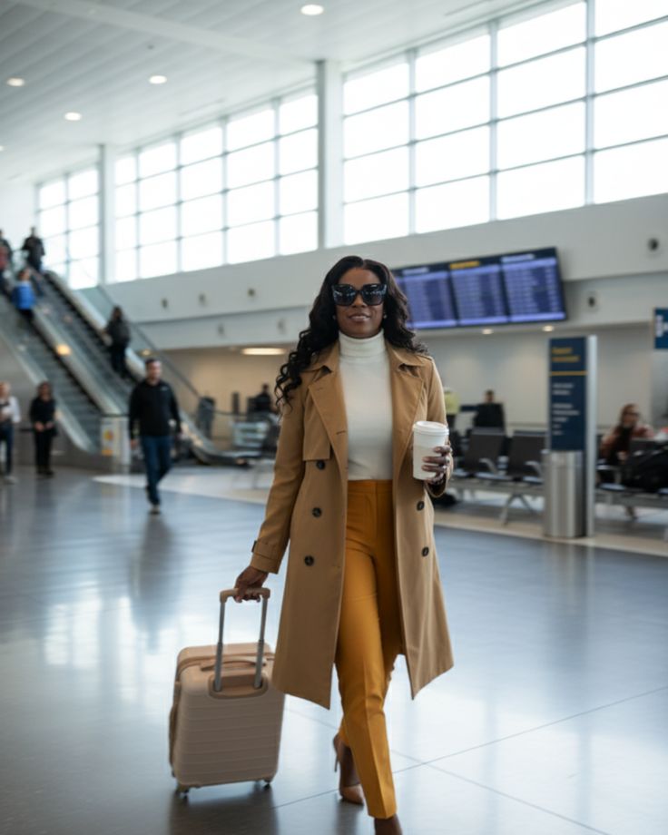 Traveller walking through an airport terminal